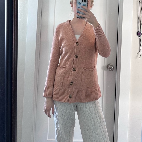 Madewell Donegal Maysfield Cardigan Sweater Peach 100% Merino Wool Size XS - Picture 3 of 8